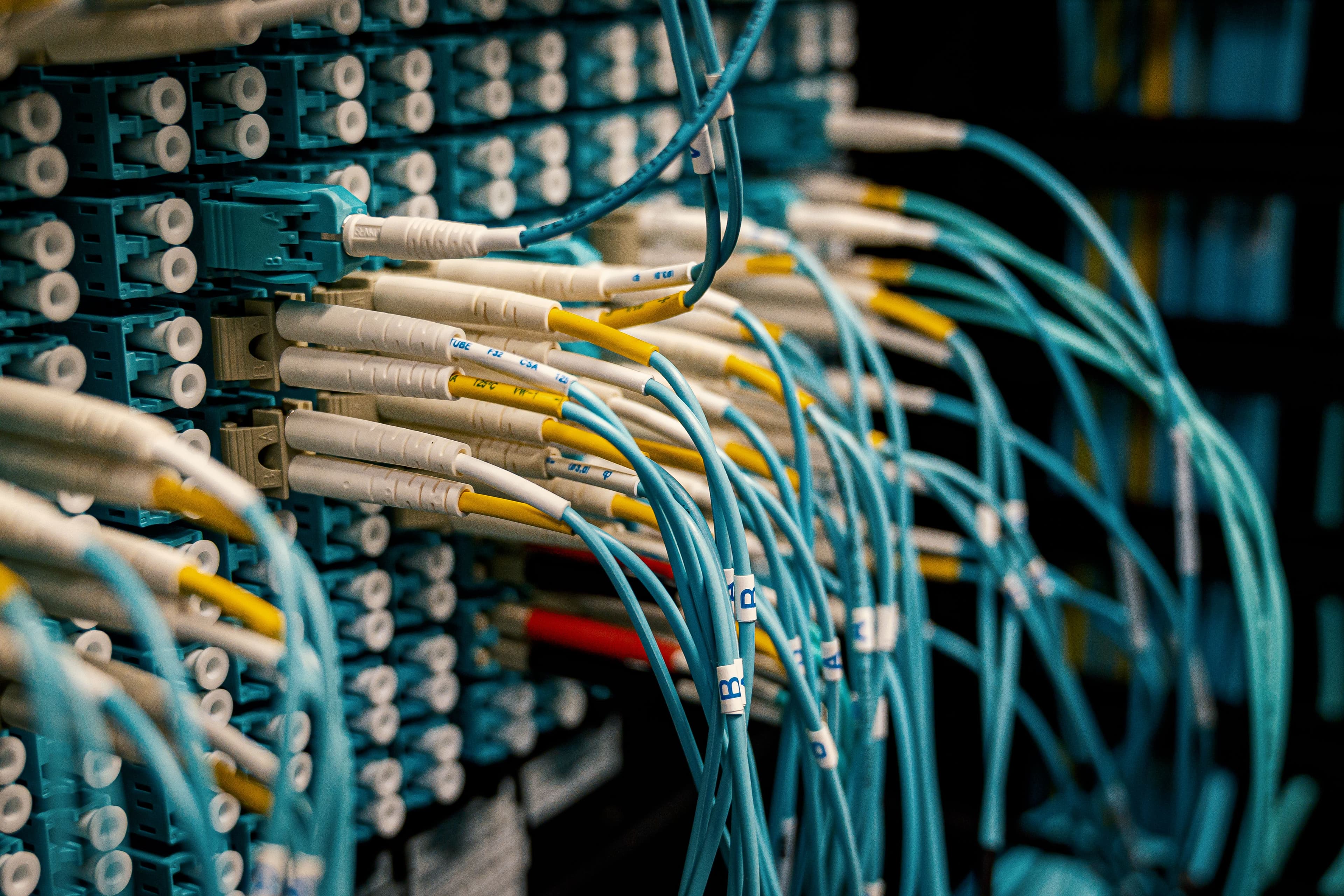 Fiber-optic network switch — infrastructure handling high-throughput asset transfers